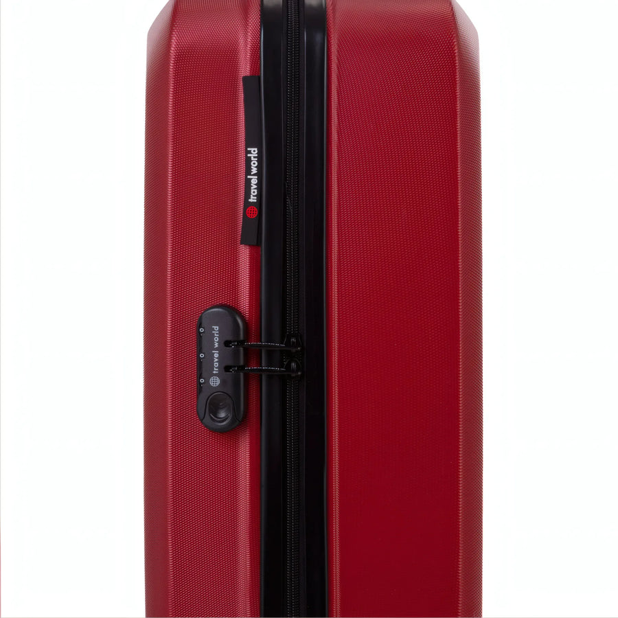 Set de 2 valises Travel World ACA Rouge foncé, détail cadenas à combinaison
