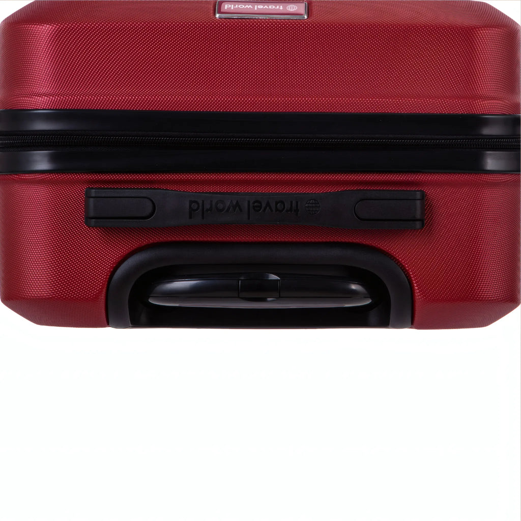 Set de 2 valises Travel World ACA Rouge foncé, détail poignée latérale et dessous
