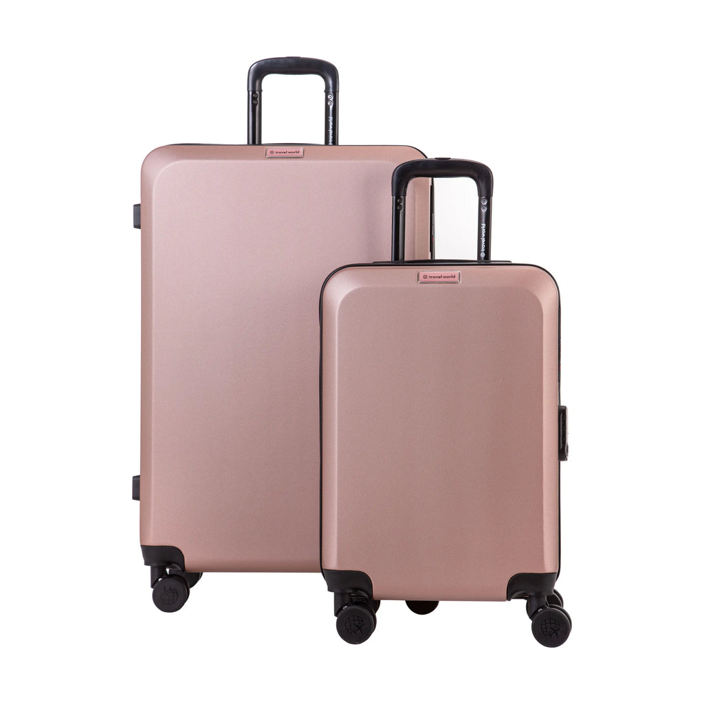 Set de 2 valises Travel World ACA Rose doré, vue de trois quarts du lot