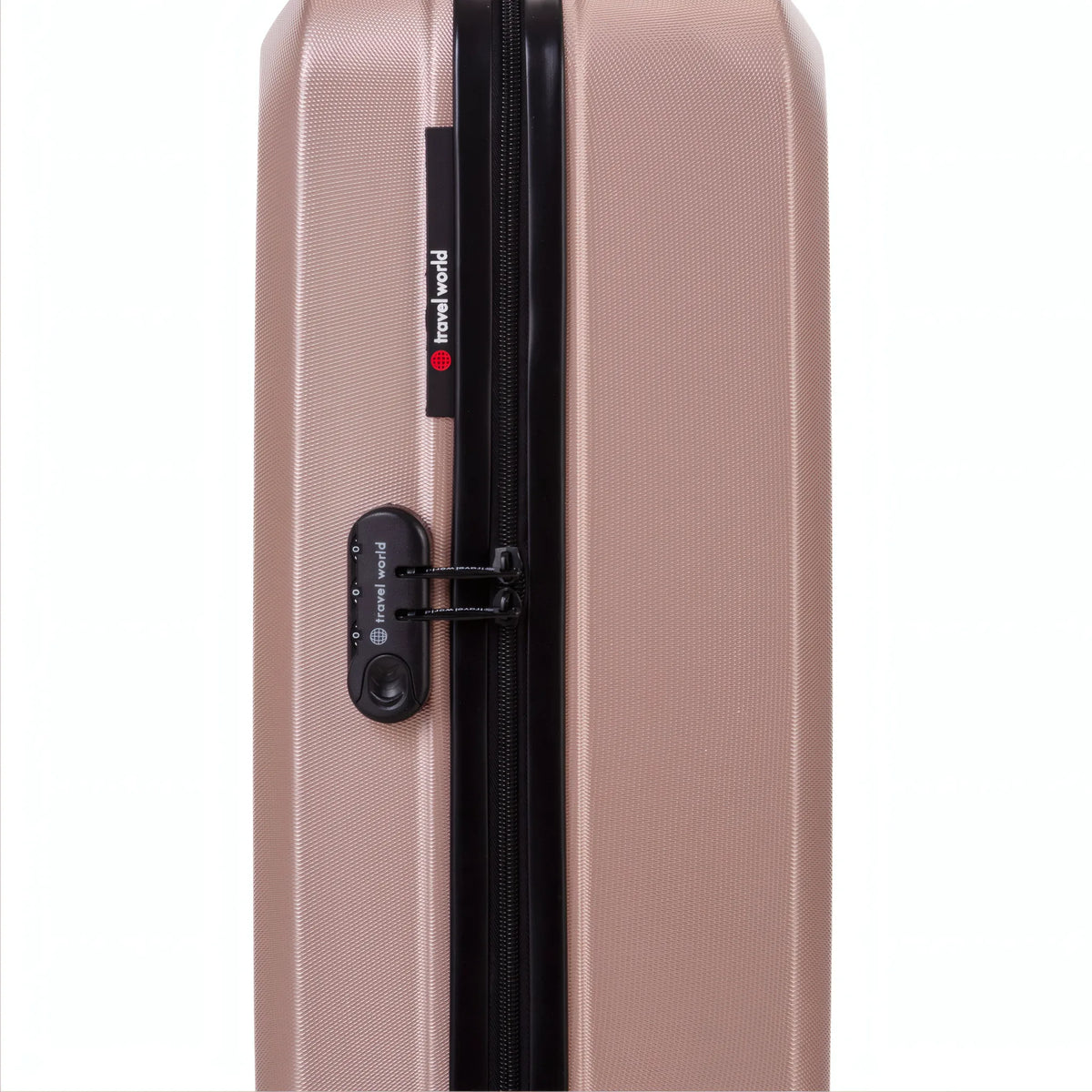 Set de 2 valises Travel World ACA Rose doré, détail cadenas à combinaison