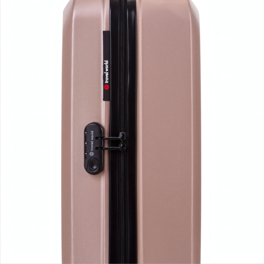Set de 2 valises Travel World ACA Rose doré, détail cadenas à combinaison