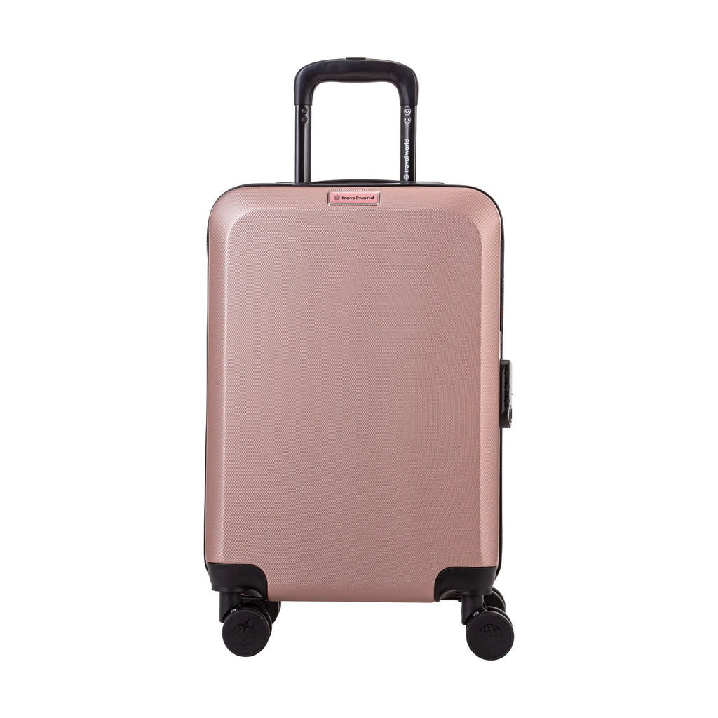 Set de 2 valises Travel World ACA Rose doré, valise cabine S de face