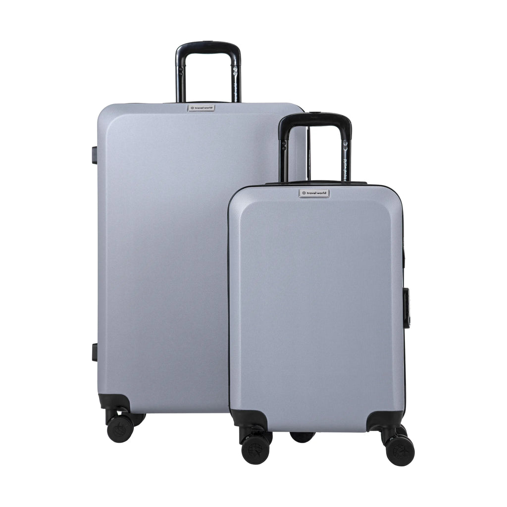 Set de 2 valises Travel World ACA Argent, vue de trois quarts du lot