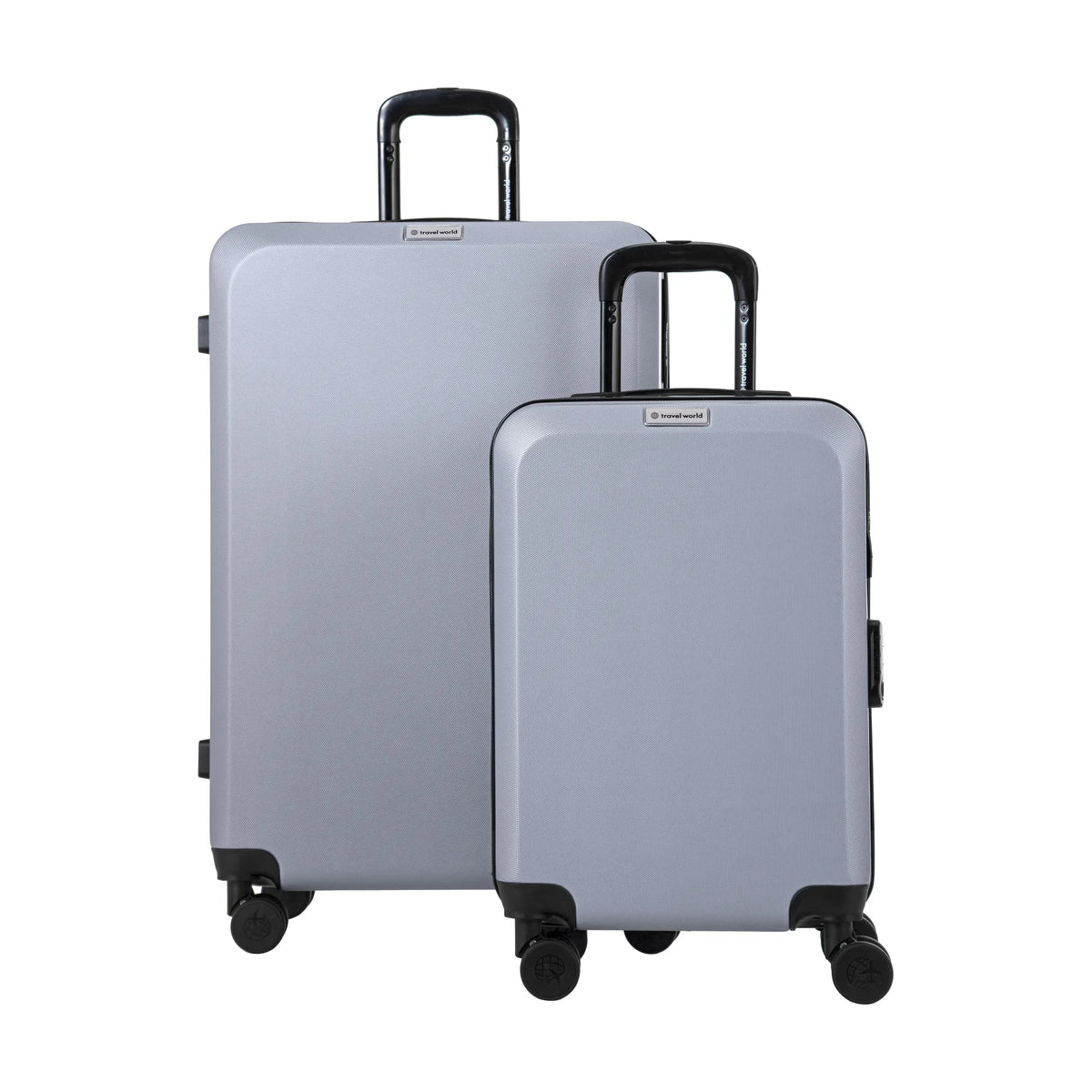 Set de 2 valises Travel World ACA Argent, vue de trois quarts du lot