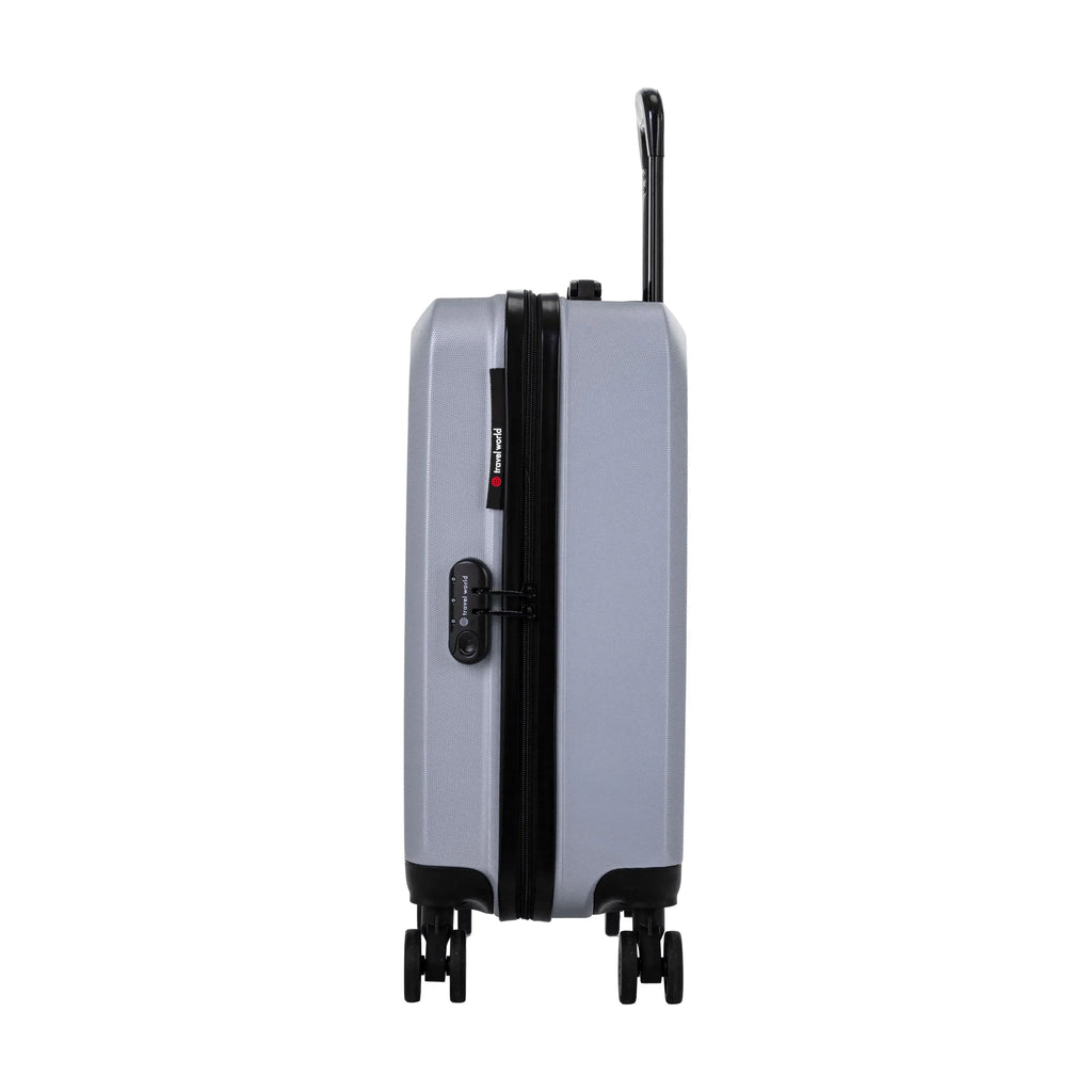 Set de 2 valises Travel World ACA Argent, valise cabine S de côté